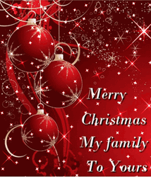 Merry Christmas Family Sparkling Red Balls GIF