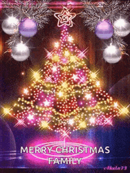 Merry Christmas Family Spinning Tree Lights GIF
