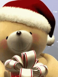 Merry Christmas Friend Bear Kiss With Present GIF