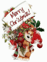 Merry Christmas Friend Bear With Flowers GIF