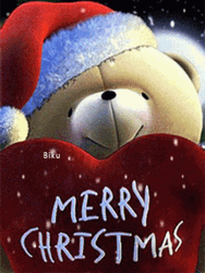 Merry Christmas Friend Heart And Bear For You GIF