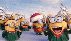 Merry Christmas Funny Crazy Group Of Minions GIF