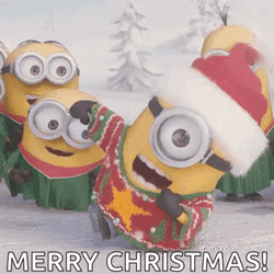 Merry Christmas Funny Minions Holiday Dancing GIF