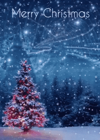 Merry Christmas Greeting Card With Christmas Tree GIF