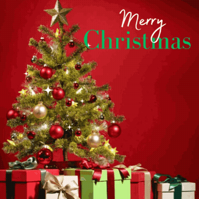 Merry Christmas Greeting Card With Christmas Tree GIF