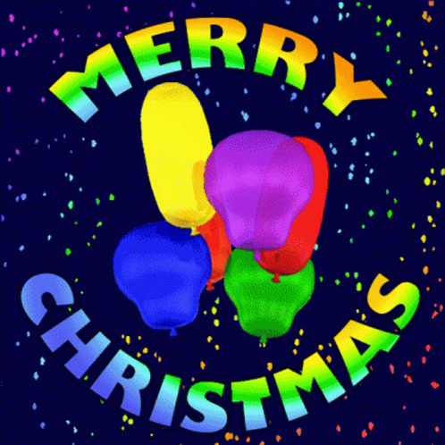 Merry Christmas Greeting With Balloons GIF