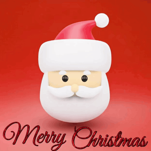 Merry Christmas Greeting With Santa Face GIF
