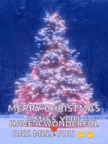 Merry Christmas Message With Pink Christmas Tree GIF
