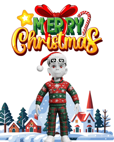 Merry Christmas Poster With Cartoon Character GIF