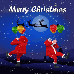 Merry Christmas Santa With Balloons GIF