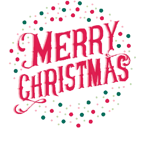 Merry Christmas Sign With Green And Red Polka Dots Sticker