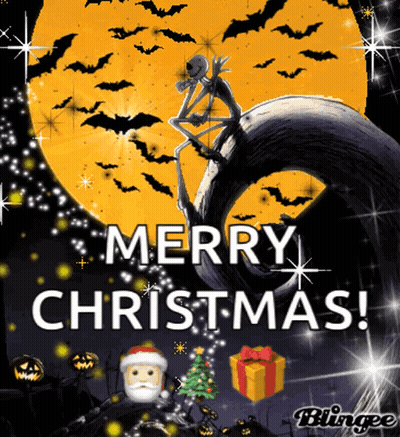 Merry Christmas Skeleton And Santa GIF