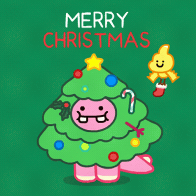 Merry Christmas Tree Gingerbread Man Candy Cane Present GIF