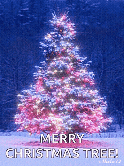 Merry Christmas Tree With Pink And White Lights GIF