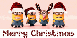 Merry Christmas Wishes Minions Trumpet GIF