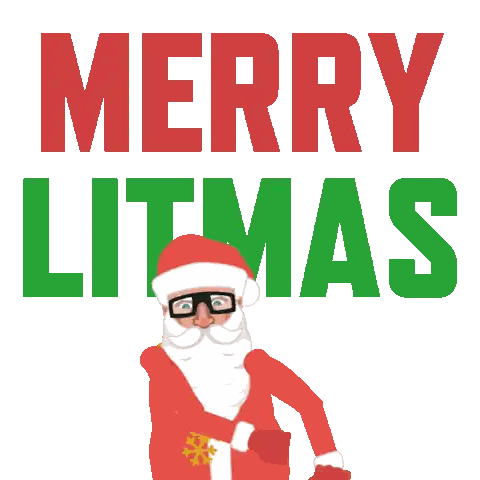 Merry Litmas Sign With Dancing Santa Sticker