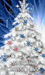Merry Xmas Glistening Winter Tree GIF