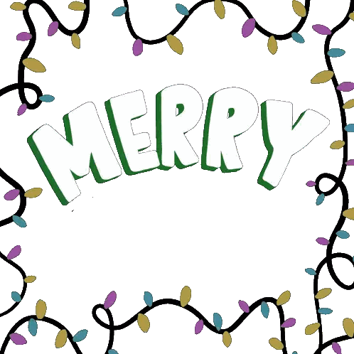 Merry Xmas Greeting Card With Lights Sticker