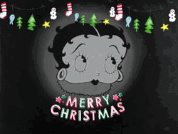 Merry Xmas Monochromatic Betty Boop GIF
