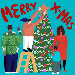 Merry Xmas Putting Up Star Mobile Art GIF