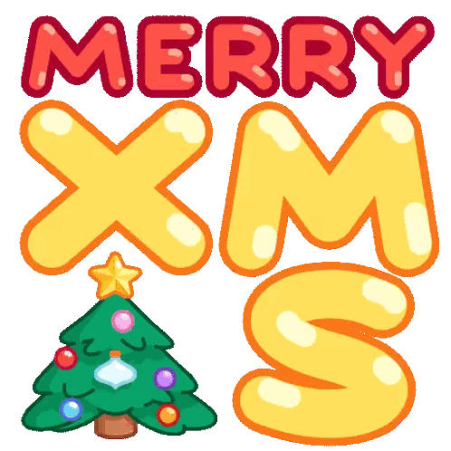 Merry Xmas Sign With Christmas Tree Sticker
