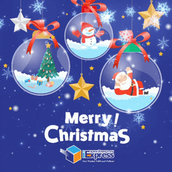 Merry Xmas Snow Flakes On Crystal Balls GIF