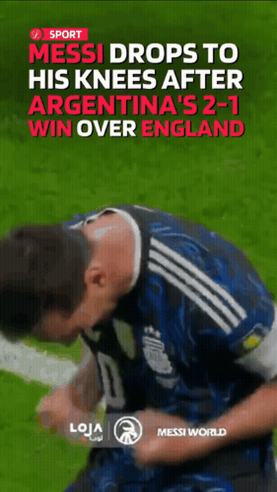 Messi Drops To His Knees After Argentina Won Over England GIF