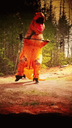 Metal Rocker Dinosaur Costume GIF