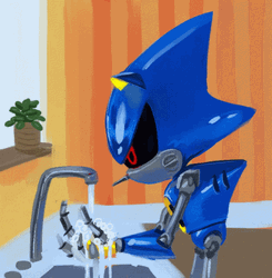 Metal Sonic Washes Hands GIF