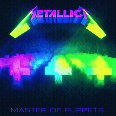 Metallica Master Of Puppets Album Cover Rainbow Colors GIF