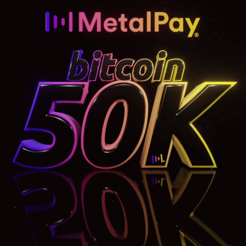 Metalpay Bitcoin 50K Poster With Astronaut Statue GIF
