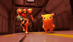 Metroid Chasing Pikachu GIF