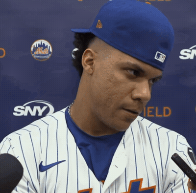Mets Baseball Player In Blue Hat And White Jersey GIF