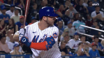 Mets Baseball Player Swinging Bat GIF