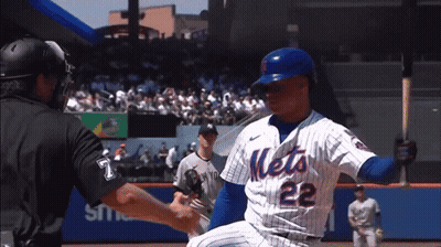 Mets Player Number 22 Shakes Hands With Umpire GIF