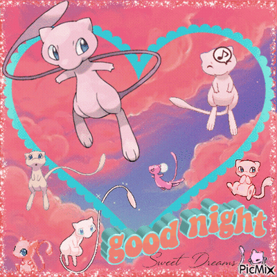 Mew In Heart Saying Good Night Sweet Dreams GIF