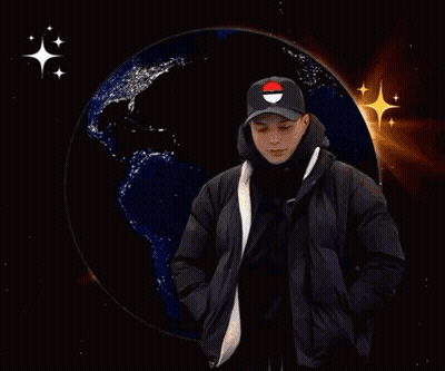 Mewtwo Standing In Front Of A Planet GIF