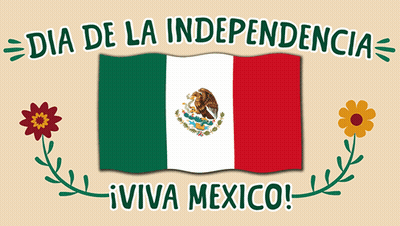 Mexican Flag Surrounded By Flowers Dia De La Independencia GIF