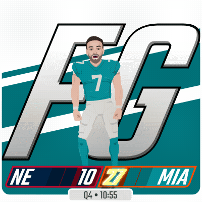Miami Dolphins Football Player In Front Of Large FG Logo GIF