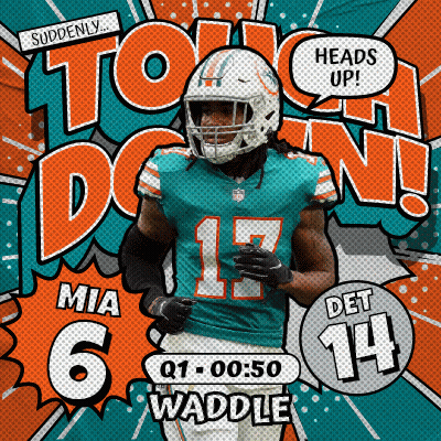 Miami Dolphins Football Player Mia Waddle Is Featured On A Poster GIF