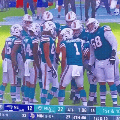 Miami Dolphins Football Players Huddle Up GIF