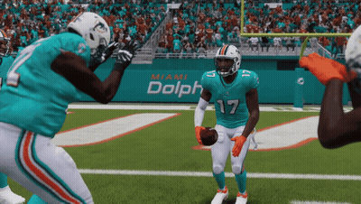 Miami Dolphins Player Number 17 Holds A Football In His Hands GIF