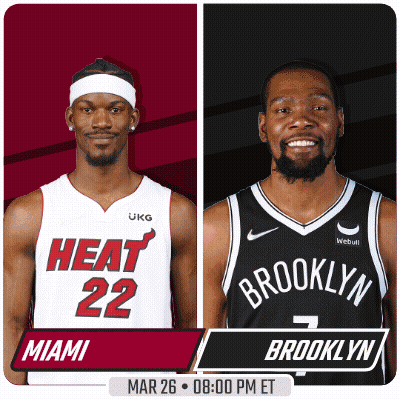 Miami Heat And Brooklyn Nets Players On Poster GIF