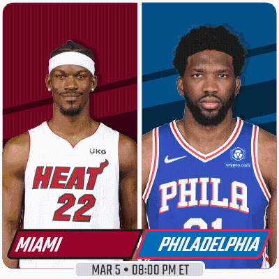 Miami Heat Player And Philadelphia Player On Poster GIF