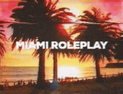 Miami Roleplay Poster With Palm Trees On Beach GIF