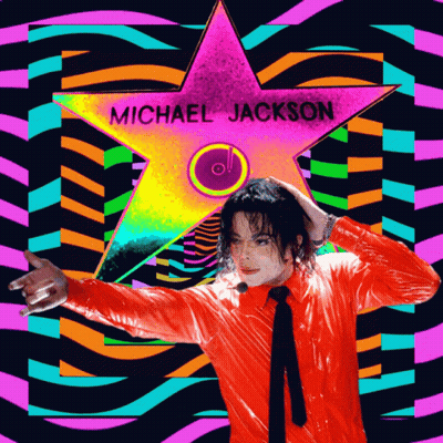 Michael Jackson Star Surrounded By Colorful Background GIF