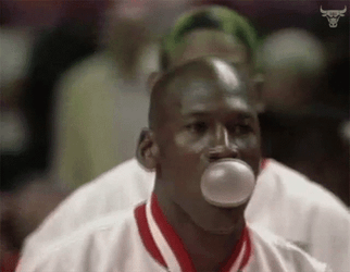 Michael Jordan Blowing Bubble Gum GIF