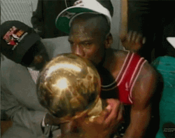 Michael Jordan Golden Trophy Kiss