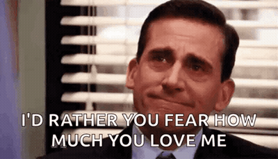 Michael Scott From The Office Is Crying And Saying `` I 'D Rather You Fear How Much You Love Me '' GIF