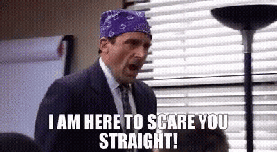 Michael Scott From The Office Is Wearing A Purple Bandana And Yelling . GIF
